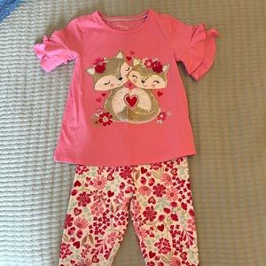 Girls size 7/9 Valentines outfit. Bottoms are fleece lined. Like new